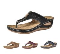 Generisch Sandalias de mujer con plataforma para mujer, pantuflas de cuña con suela gruesa, sandalias de playa, cómodas, estilo bohemio, sandalias de trekking, sandalias de soporte para arco, slide