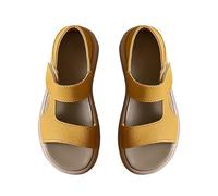 Generisch Sandalias de mujer con plataforma plana, sandalias de verano con pies anchos, transpirables, informales, zapatos de oficina, impermeables, sandalias de moda con hebilla, amarillo, 38 EU