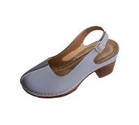 Generisch Sandalias de mujer con tacón de bloque con hebilla sandalias clásicas de tacón bajo de color liso para uso diario, gris, 36 EU
