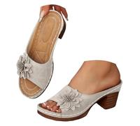 Generisch Sandalias de mujer con tacón de verano, sandalias de mujer con plataforma de piel sintética cómodas pantuflas con flores sandalias de cuña monocolor sandalias de cuña elegantes sandalias de