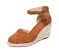 Generisch Sandalias de mujer elegantes de terciopelo con tiras para bailar, zapatos de tacón para boda, Oktoberfest, marrón, 42 EU