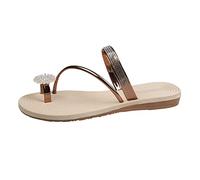 Generisch Sandalias de mujer Elegantes perlas Zapatillas de ocio Sandalias de playa resistentes Zapatos cómodos para todos los días, marrón, 40 EU