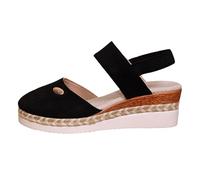 Generisch Sandalias de mujer elegantes sandalias de mujer para el día a día con diseño Slip-On en la parte posterior y correa elástica, ideal para trajes casuales en verano y otoño, Negro , 43 EU