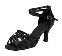 Generisch Sandalias de mujer para bailar tango latino tacones altos zapatos de diamantes de imitación para salón de baile elegante fiesta zapatos de baile con lentejuelas, Negro , 37 EU