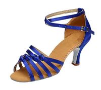 Generisch Sandalias de mujer para bailar tango latino tacones altos zapatos de diamantes de imitación para salón de baile elegante fiesta zapatos de baile con lentejuelas, azul, 40 EU