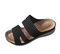 Generisch Sandalias de mujer para primavera/verano - Calzado con plataforma redonda de encaje para mujeres conscientes de la tendencia, Negro , 41 EU
