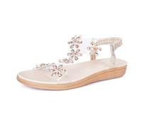 Generisch Sandalias de mujer Sandalias ortopédicas modernas sandalias de plataforma suave zapatos planos de verano con tacón ligero diferencia sandalia sandalia, beige, 39 EU