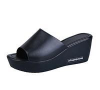 Generisch Sandalias de mujer sandalias sandalias sandalias de verano cómodas sandalias colgantes casuales tacones plataforma boca alta zapatillas mujer mujer, Negro , 38 EU
