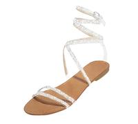 Generisch Sandalias de mujer Zapatos planos de ocio cristalino para mujer, zapatillas de vidrio casuales, botas casuales elegantes, Blanco, 37 EU