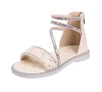 Generisch Sandalias de niña con correa de tobillo,Zapatos de princesa para niños,Cómodas sandalias de verano con tacón de bloque y correa de tobillo,Sandalias de fiesta brillantes, beige, 26 EU