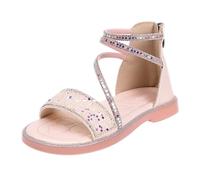 Generisch Sandalias de niña con correa de tobillo,Zapatos de princesa para niños,Cómodas sandalias de verano con tacón de bloque y correa de tobillo,Sandalias de fiesta brillantes, Rosa., 30 EU