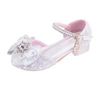 Generisch Sandalias de niña Elegantes Tacones altos para Niñas Zapatos de escenario decorados con cristal Sandalias cómodas de ocio para pequeñas princesas, plata, 29 EU Estrecho