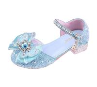 Generisch Sandalias de niña Elegantes Tacones altos para Niñas Zapatos de escenario decorados con cristal Sandalias cómodas de ocio para pequeñas princesas, azul, 28 EU Estrecho