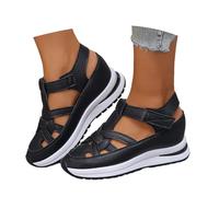 Generisch Sandalias de plataforma para mujer con correa ajustable cómodas sandalias de tacón zapatos de verano al aire libre sin atribución de tallas o colores, Negro , 37 EU