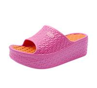 Generisch Sandalias de plataforma para mujer, resistentes al agua, sandalias con plataforma de tacón alto, para exteriores, sandalias informales, sandalias de playa ligeras, modernas, Rosa intenso