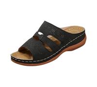 Generisch Sandalias de plataforma Sandalias planas de verano para comercio extranjero europeo y americano,tallas grandes,sandalias de tiras con dedos expuestos,suelas inclinadas y gruesas, Negro , 38