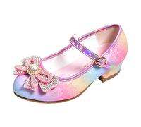 Generisch Sandalias de tacón alto de princesa brillante para niñas con arco elegante suela más cómoda que los zapatos de moda para niños, Rosa., 30 EU