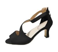 Generisch Sandalias de tacón alto para mujer, tacón grande, espalda hueca, cremallera, zapatos romanos de moda para mujer, Negro , 37 EU