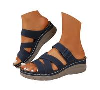 Generisch Sandalias de verano modernas para mujer, con efecto masaje, soporte cómodo para el arco del pie, sandalias planas de playa estilo casual sin ajuste ceñido, marine, 42 EU