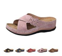 Generisch Sandalias de verano para mujer, estilo bohemio, pantuflas para mujer, con cuña, sandalias de cuña, sandalias de plataforma transpirables, cómodas, planas, sandalias de playa con plantilla
