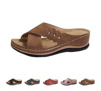 Generisch Sandalias de verano para mujer, estilo bohemio, pantuflas para mujer, con cuña, sandalias de cuña, sandalias de plataforma transpirables, cómodas, planas, sandalias de playa con plantilla