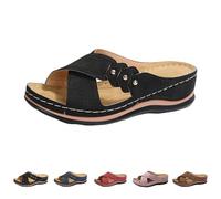 Generisch Sandalias de verano para mujer, estilo bohemio, pantuflas para mujer, con cuña, sandalias de cuña, sandalias de plataforma transpirables, cómodas, planas, sandalias de playa con plantilla
