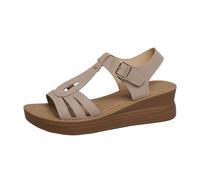 Generisch Sandalias de verano para mujer, zapatos de cuña informales con punta abierta para uso diario, par perfecto para jeans y zapatos cómodos para clima cálido, beige, 38 EU