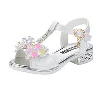 Generisch Sandalias de verano zapatos para niños trabajan suelas gruesas con mariposa sándalo dedo abierto dedo del pie estudiante baile princesa zapatos alrededor, Blanco, 31.5 EU 3X-Estrecho