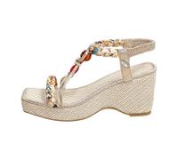 Generisch Sandalias Elegantes sandalias de mujer para salidas informales. Diseño de tacón alto con puntera abierta. Perfecto para primavera y verano. Par versátil para jeans., dorado, 35 EU