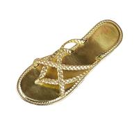 Generisch Sandalias mujer sandalias mujer con suela plana para zapatos de playa monocolor Europa gran rango de tallas tacón bajo calidad comercial exterior, dorado, 37 EU