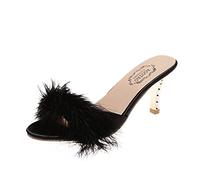 Generisch Sandalias Mujer Tacones altos con Decoración Sólida Felpa Moda Mujeres Tacón Color Sandalias Grandes Sandalias de Mujer Sandalias de Tacón Zapatos de Tacón Abierto Zapatos de Mujer Zapatos