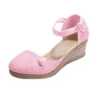 Generisch Sandalias para mujer, alpargatas, plataforma, con cuña, sandalias bohemias, sandalias de verano, suelas suaves, cómodas, tallas 34-40, Rosa., 38 EU