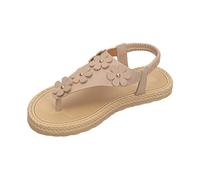 Generisch Sandalias para mujer con estampado floral para deslizarse cómodamente, ideales como zapatos de verano para el tiempo libre para exteriores con soporte para el arco del pie., beige, 36 EU