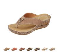 Generisch Sandalias para mujer con plantilla para mujer, sandalias de verano para mujer, sandalias de cuña, transpirables, para caminar por la parte trasera, abiertas, marrón, 36 EU