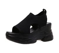Generisch Sandalias para mujer con suela engrosada, malla transpirable, diseño de boca de pescado, tacón inclinado, zapatos deportivos para el tiempo libre para atuendos versátiles para el día a día