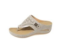 Generisch Sandalias para mujer con tacón de cuña, sandalias de playa para interiores y exteriores, transpirables, traseras, abiertas, informales, con soporte para arco, gris, 37 EU