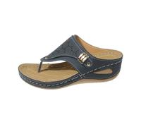 Generisch Sandalias para mujer con tacón de cuña, sandalias de playa para interiores y exteriores, transpirables, traseras, abiertas, informales, con soporte para arco, azul, 38 EU
