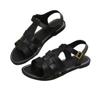Generisch Sandalias para mujer, planas de piel, sandalias romanas para mujer, sandalias anchas H, puntera abierta, transpirables, sandalias planas con hebilla, sandalias ligeras al aire libre, cómodas