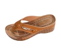 Generisch Sandalias para mujer, sandalias de cuña, zapatos de cabaña, puntera abierta, transpirables, cómodas, para el verano y el tiempo libre, Estilo A02 Marrón, 40 EU