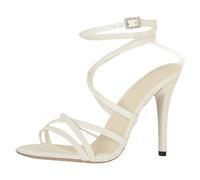 Generisch Sandalias para mujer, sandalias de tacón alto con correa fina para mujer, sandalias de punta abierta, sandalias de punta puntiaguda, sandalias de moda, Blanco, 41 EU Estrecho