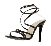 Generisch Sandalias para mujer, sandalias de tacón alto con correa fina para mujer, sandalias de punta abierta, sandalias de punta puntiaguda, sandalias de moda, Negro , 39 EU Estrecho