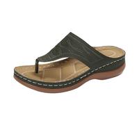 Generisch Sandalias para mujer, sandalias de verano cómodas para mujer, sandalias de cuña con suelas gruesas, conos de un pie a la moda, sandalias bohemias, Verde militar., 41 EU