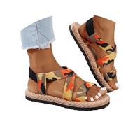 Generisch Sandalias para mujer, sandalias planas informales de verano con suela suave, correas cruzadas y tejido de malla transpirable, ideales para llevar dentro y para el día a día., naranja, 42 EU