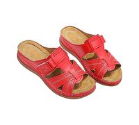 Generisch Sandalias para mujer, zapatillas ortopédicas, antideslizantes, con plantilla ancha, zapatos de verano, elegantes y cómodas, sandalias de exterior informales, pies anchos, chanclas, RD1., 38