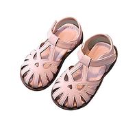 Generisch Sandalias para niña, sandalias de diseño de malla media abierta, sandalias planas, zapatos de vestido de verano para niños pequeños, Rosa., 28.5 EU