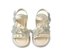 Generisch Sandalias para niños, sandalias para niñas, sandalias de flores, sandalias de playa ligeras, zapatos antideslizantes de verano, zapatos de verano de cuero, Blanco, 32 EU