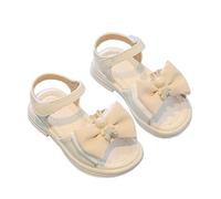 Generisch Sandalias para niños, sandalias para niñas, sandalias ligeras de verano, sandalias de playa antideslizantes con flores, zapatos de verano de cuero, beige, 24 EU