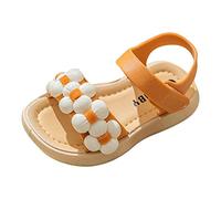 Generisch Sandalias para niños, sandalias para niñas, zapatos ligeros, sandalias de piel con espalda baja, sandalias de flores antideslizantes para verano, sandalias de playa de verano, naranja, 22 EU