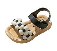 Generisch Sandalias para niños, sandalias para niñas, zapatos ligeros, sandalias de piel con espalda baja, sandalias de flores antideslizantes para verano, sandalias de playa de verano, Negro , 28 EU