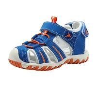 Generisch Sandalias para niños y niñas, zapatos para aprender a andar, sandalias anchas de piel lavables, sandalias de piel con puntera cerrada, transpirables, zapatillas de bebé de malla, sin pies